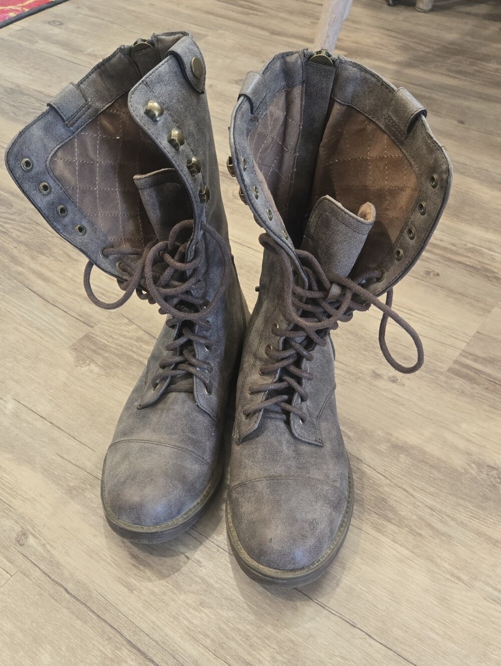 Dollhouse Brown Distressed Combat Boots - Rugged Sole Size 7